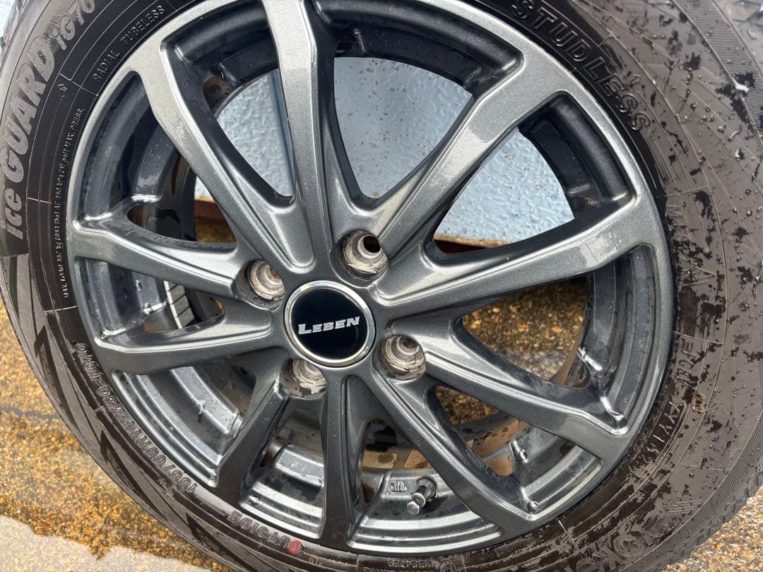 ①155/65R14 スタッドレスタイヤ アルミ付4本 2025年製 バリ山