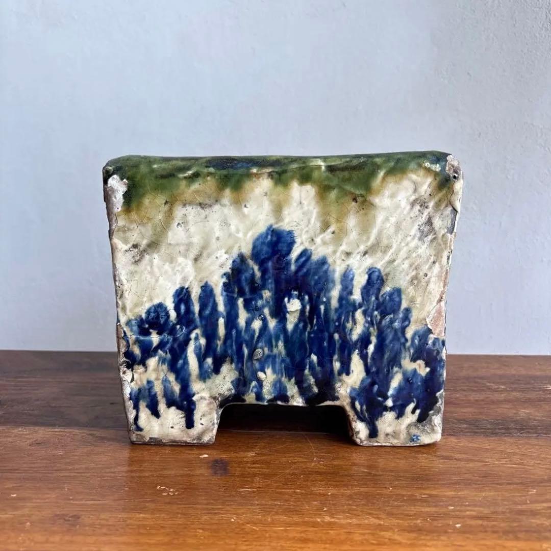 やちむん　切立　沖縄　壺屋　作者不明　アンティーク　四角　陶器鉢　焼き物