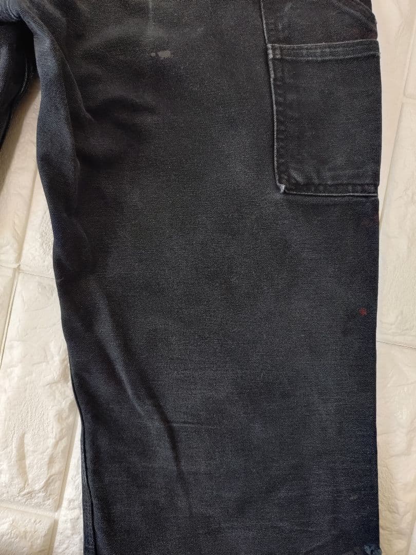 ヴィンテージ★USA製★神フェードカーハートダブルニー黒ブラックダックパンツ29