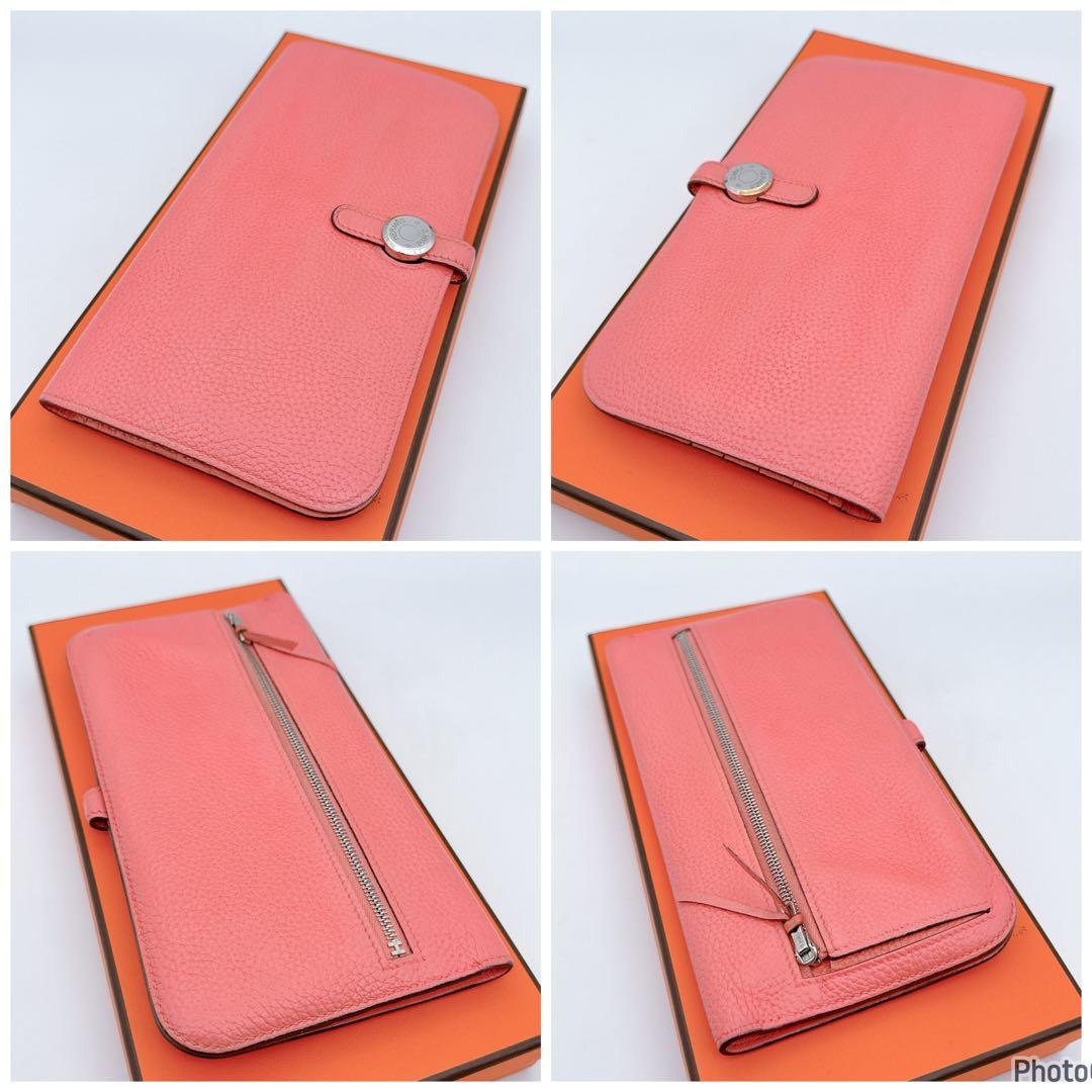 値下げ不可！新品に近い❤️エルメス✨ドゴン　ロング　ピンク✨二つ折り長財布