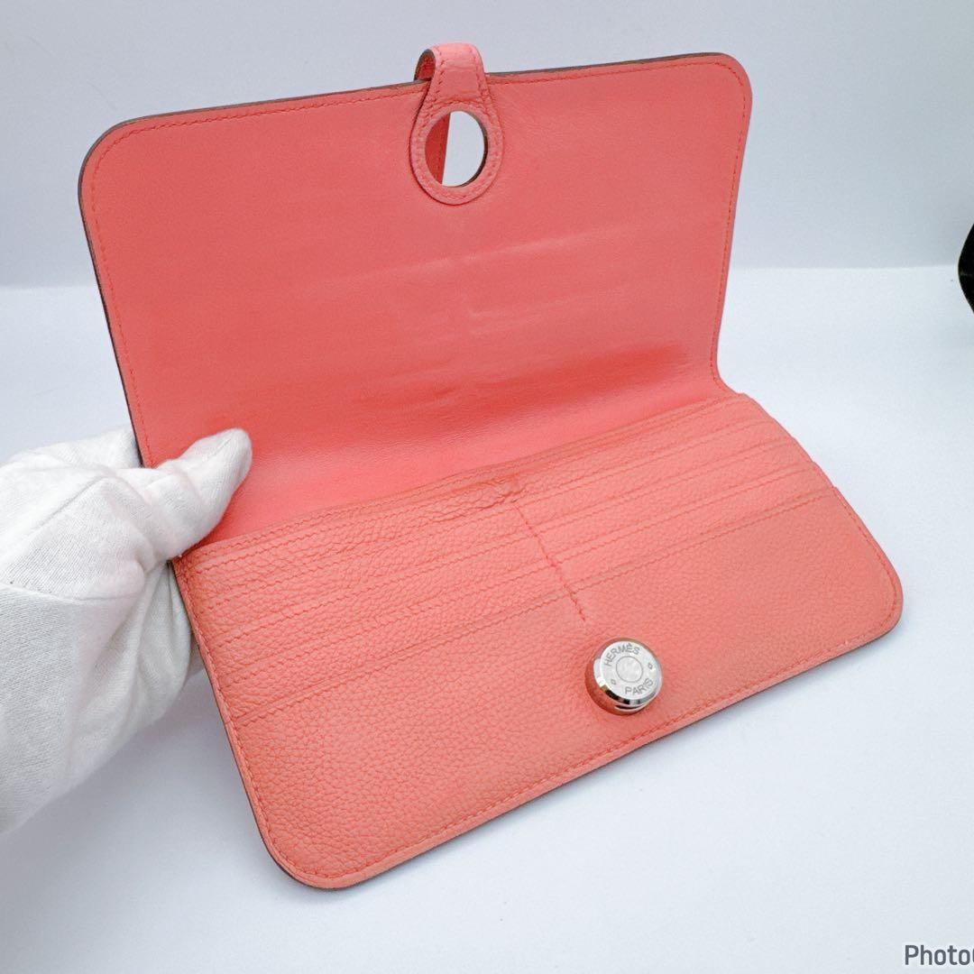 値下げ不可！新品に近い❤️エルメス✨ドゴン　ロング　ピンク✨二つ折り長財布