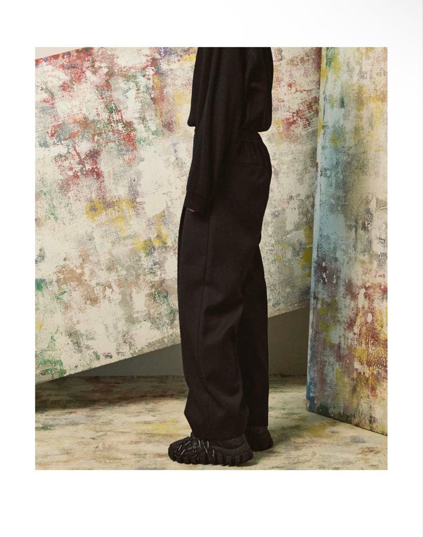 MAISON SPECIAL シャンブレーウールワンタックワイドパンツ