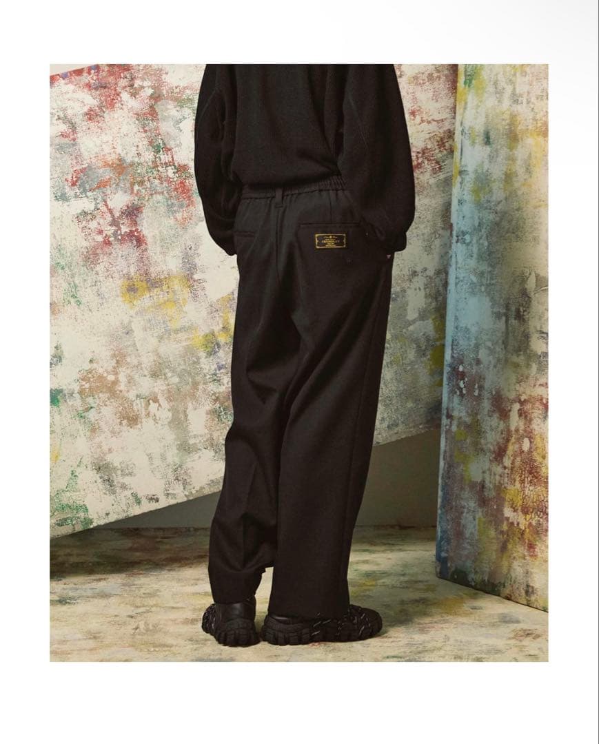 MAISON SPECIAL シャンブレーウールワンタックワイドパンツ