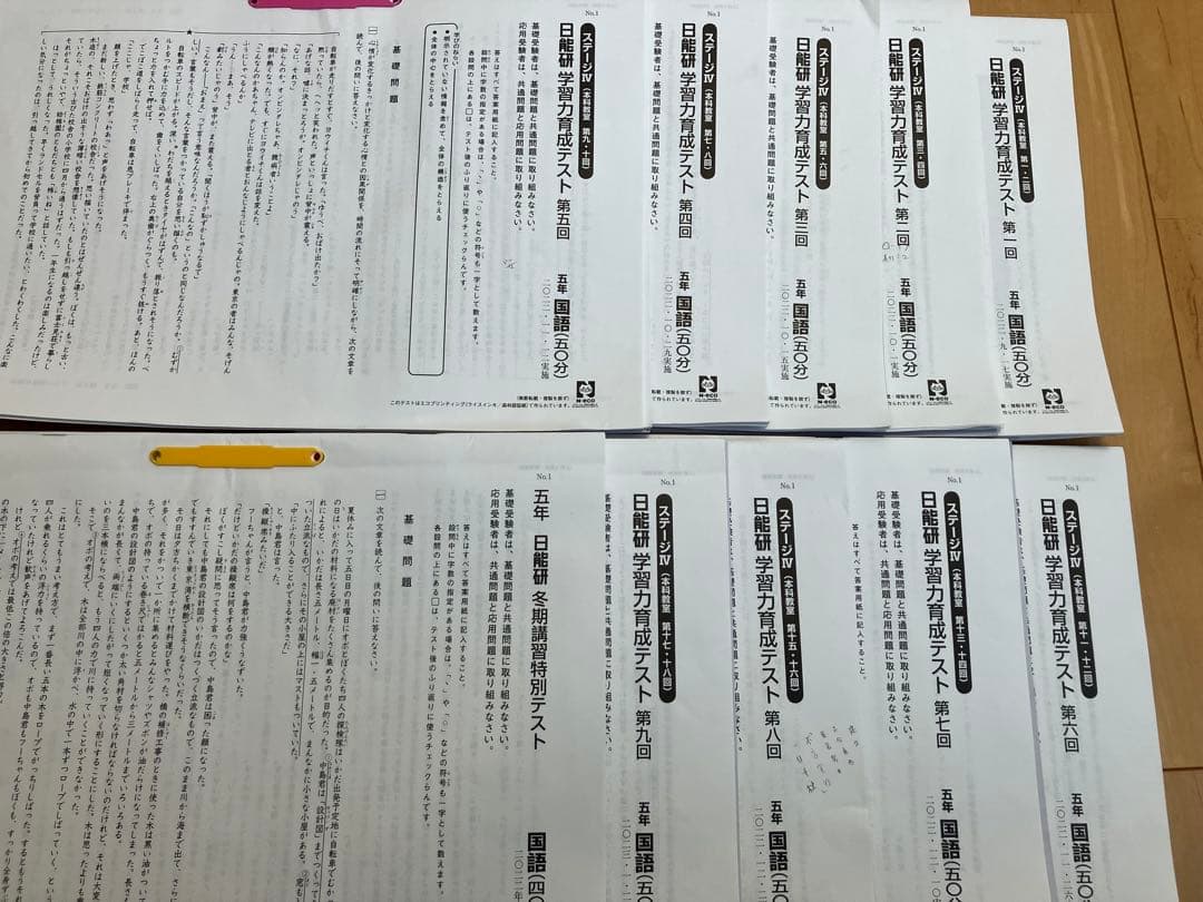 日能研 5年生　学習力育成テスト　2022年度 9月〜1月　冬期講習　10回分