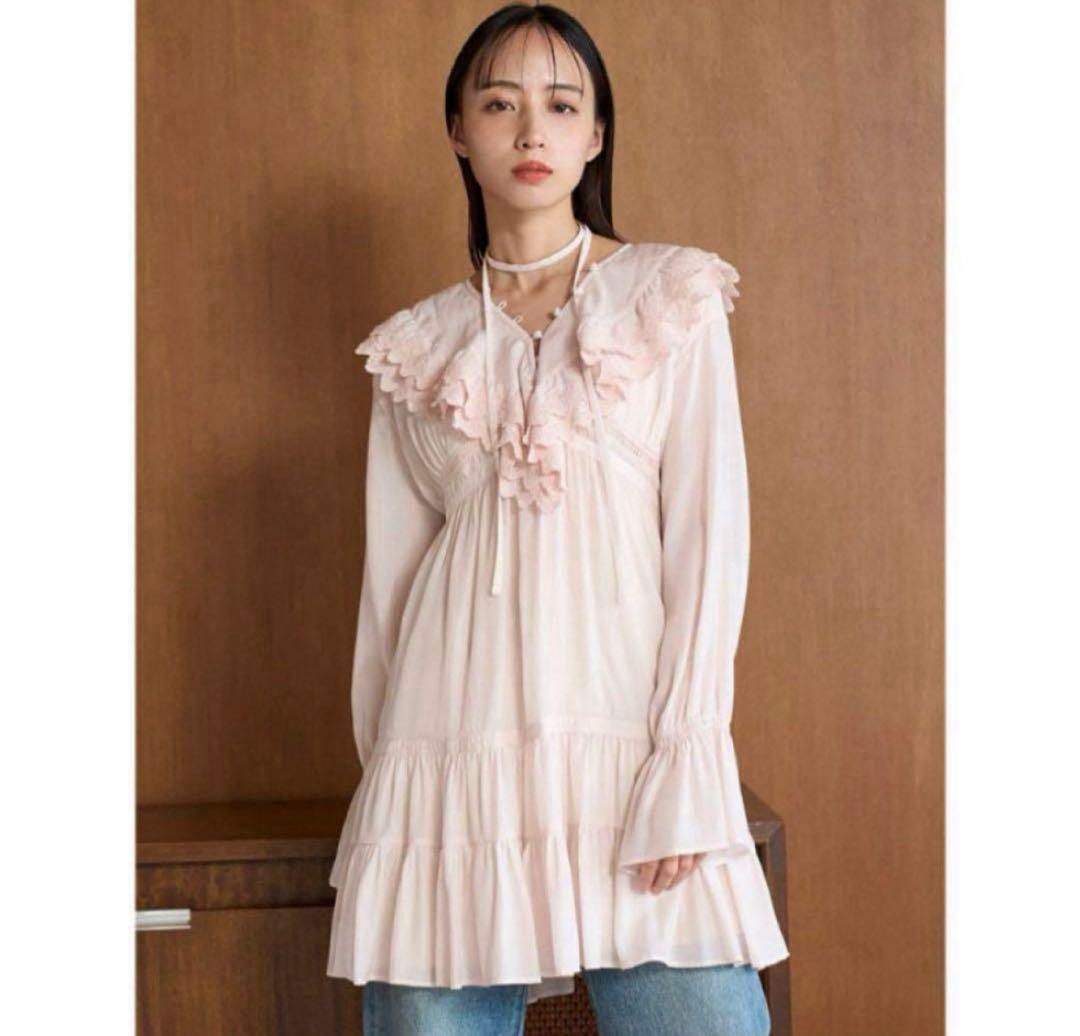 SNIDEL コットンライクラッフルカラーチュニック