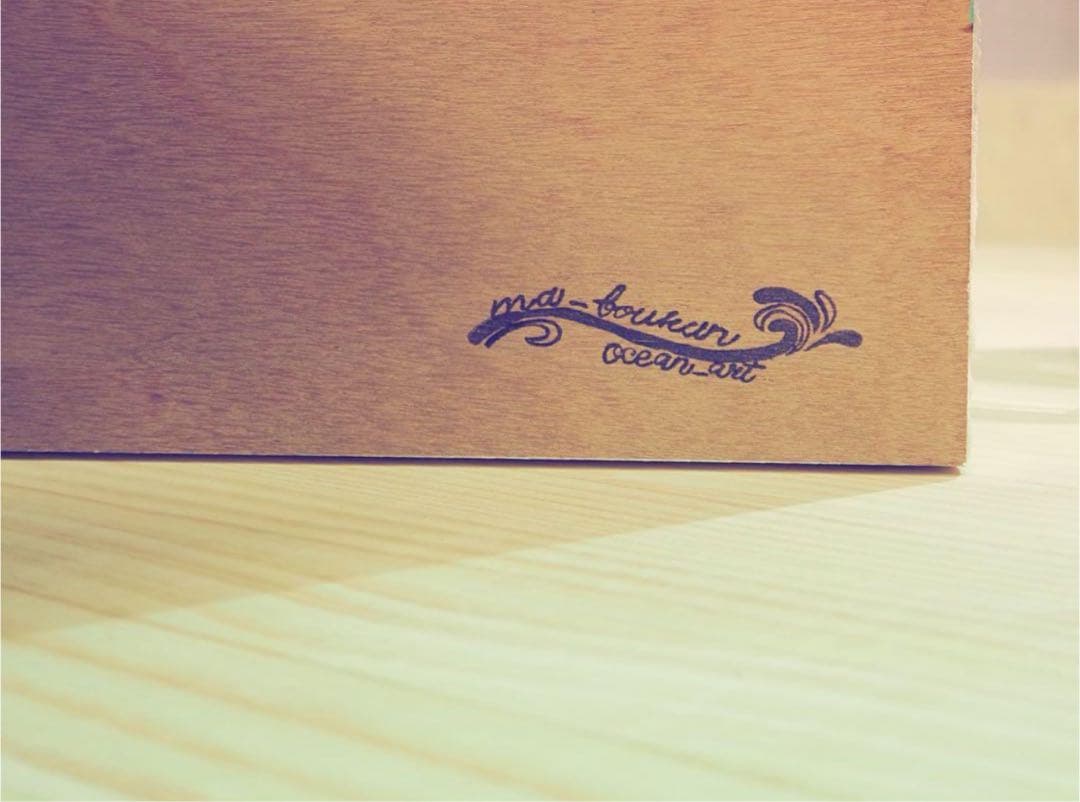 【レジンアート】波紋アート／ホヌの親子／A5パネル／壁掛け可能／枠なし