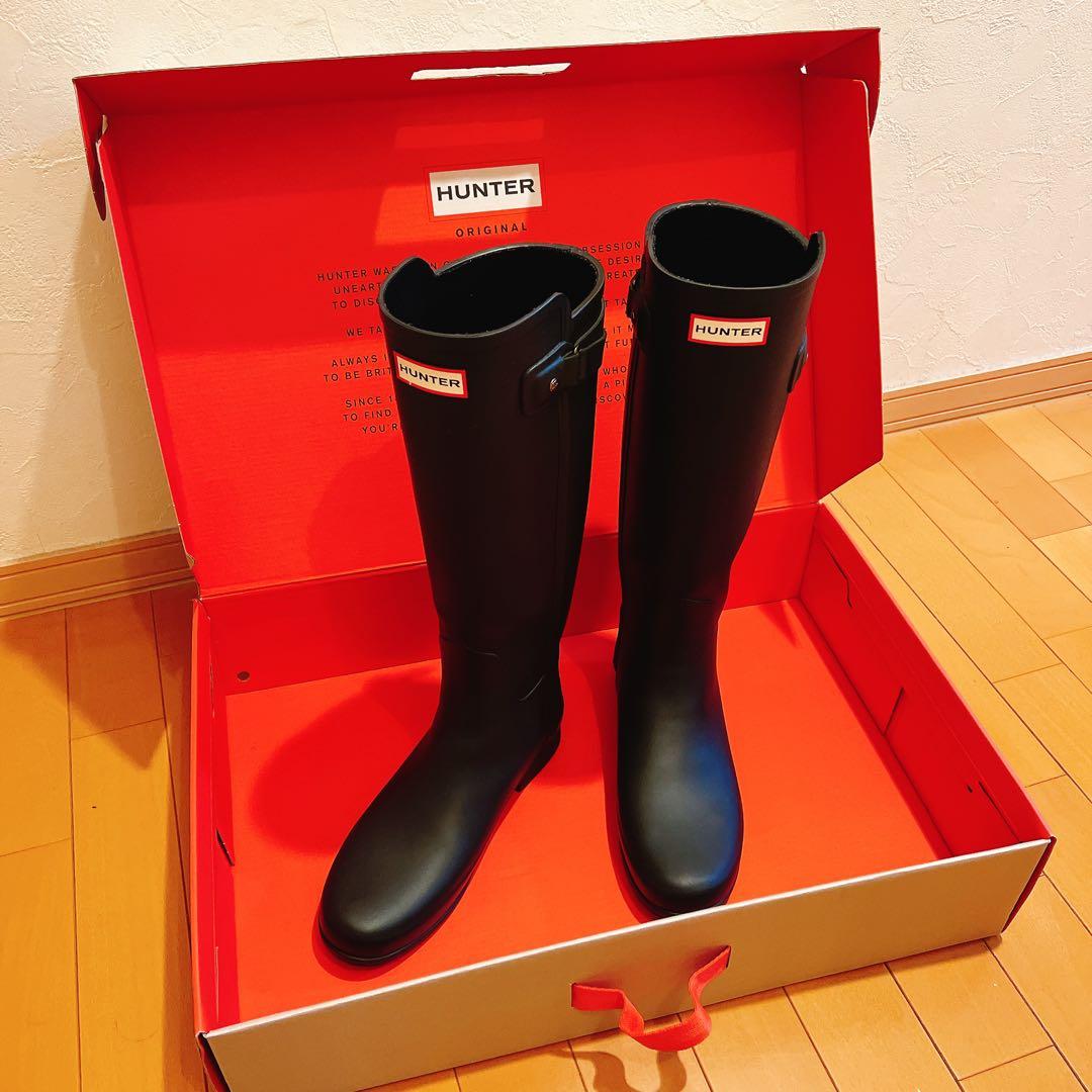 【中古／美品】HUNTER オリジナル ブラック レインブーツ (箱付き)