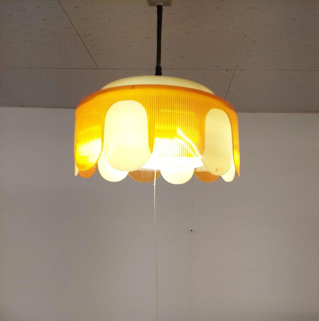 昭和レトロ 花形 オレンジ ペンダントライト 天井照明 蛍光灯 ナショナル