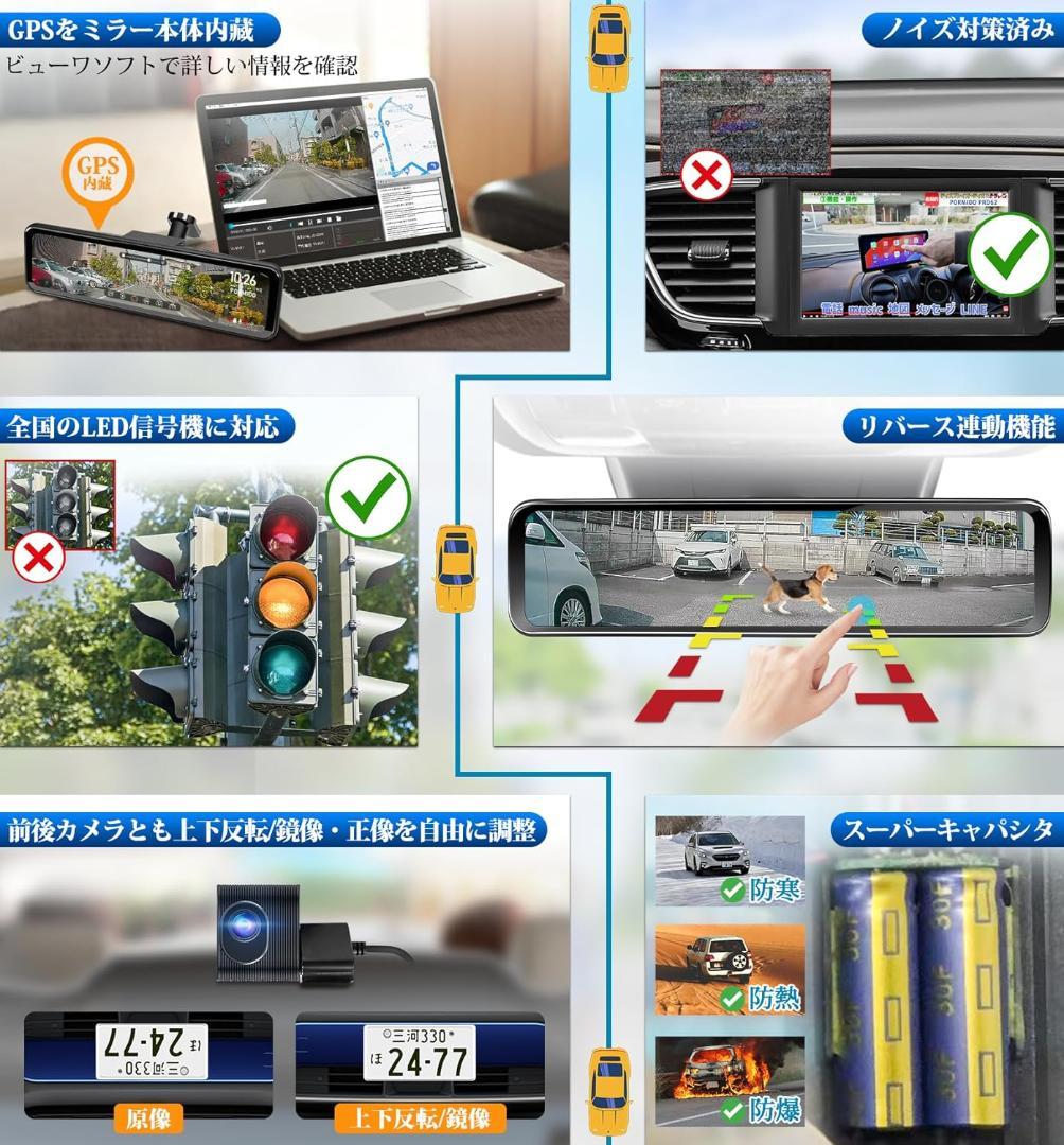 ＜中古美品＞PORMIDO PRD81C／爆光ミラー型ドライブレコーダー