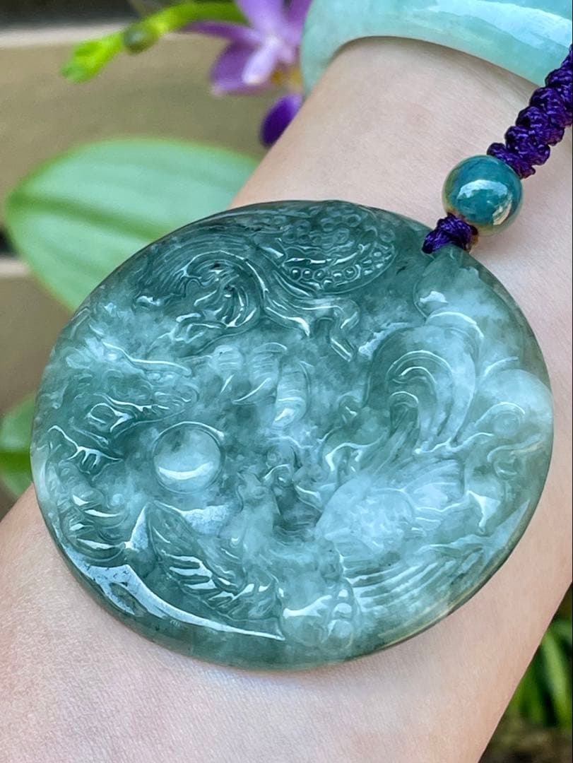 ⭐️専用⭐️本翡翠　龍神鳳凰　ストラップ　新品 0555