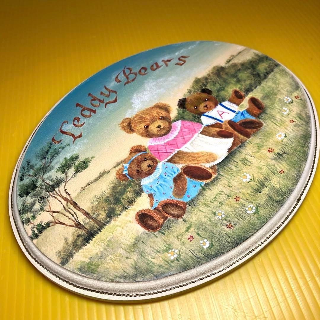 トールペイント作品　スリーベアーズのボックス　テディベア親子