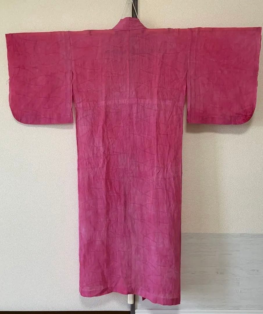 本麻　洗える長襦袢　カラー襦袢　ローズピンク　リサイクル　ka2