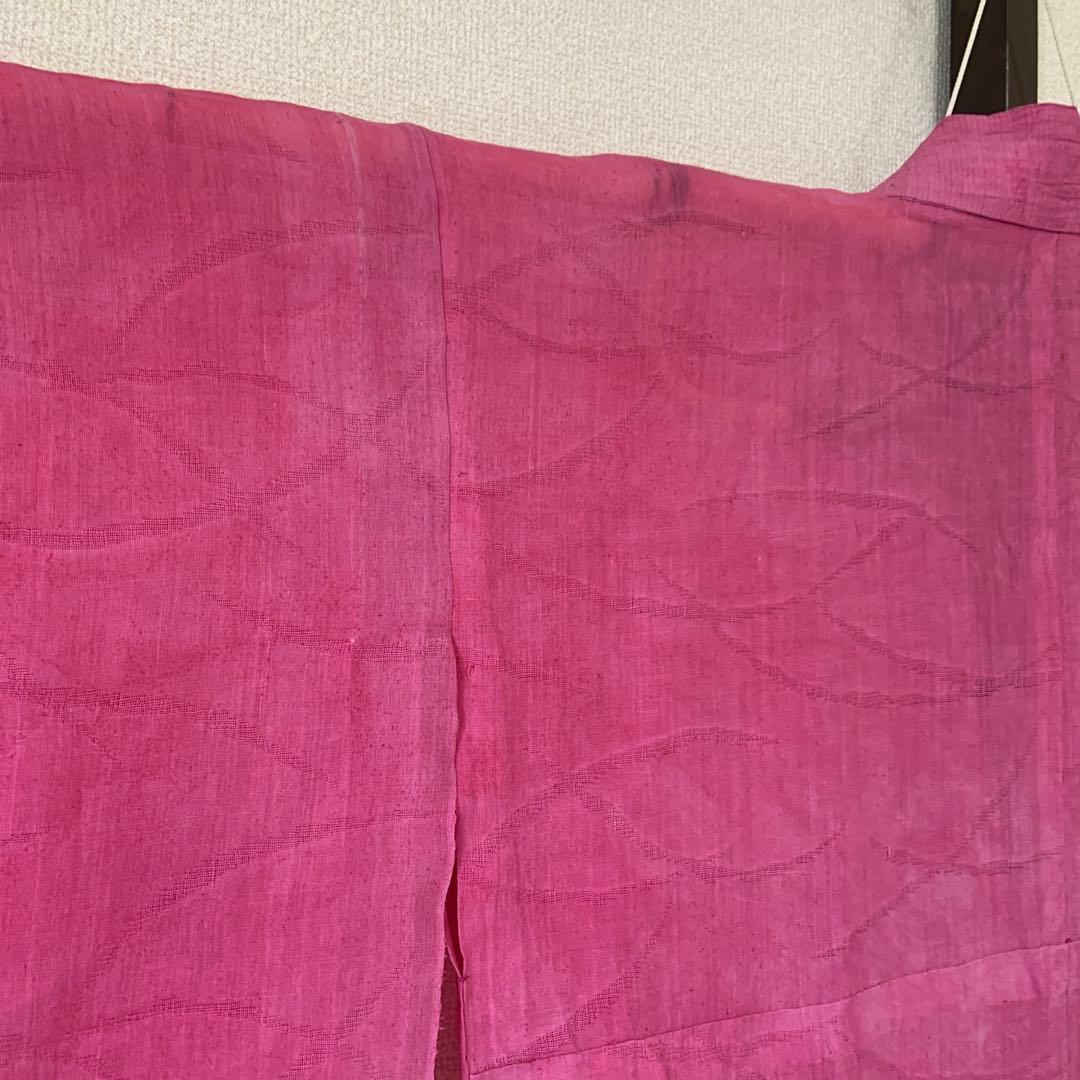 本麻　洗える長襦袢　カラー襦袢　ローズピンク　リサイクル　ka2