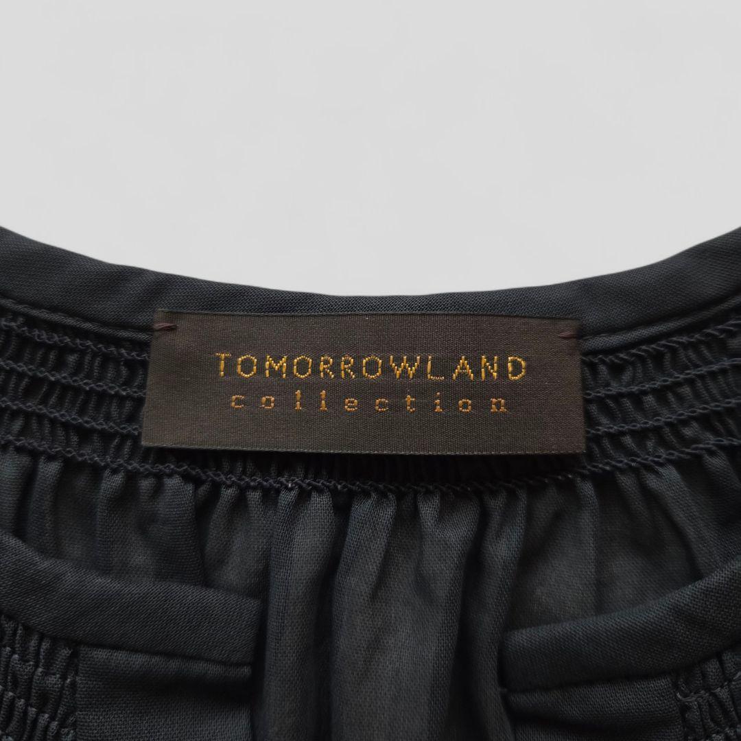 25SS 美品 トゥモローランド シャイニーオーガンジー シャーリングブラウス