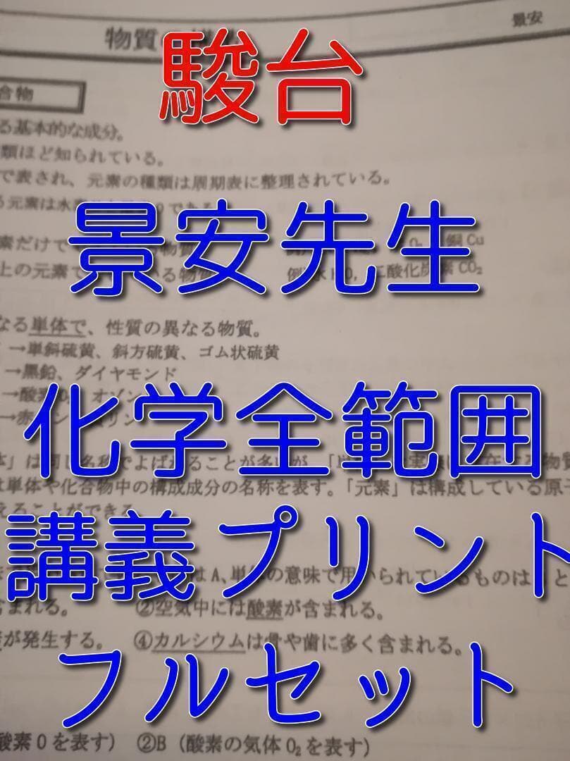 駿台　最新　景安先生　全分野の化学講義プリント　天然有機・高分子　鉄緑会　河合塾