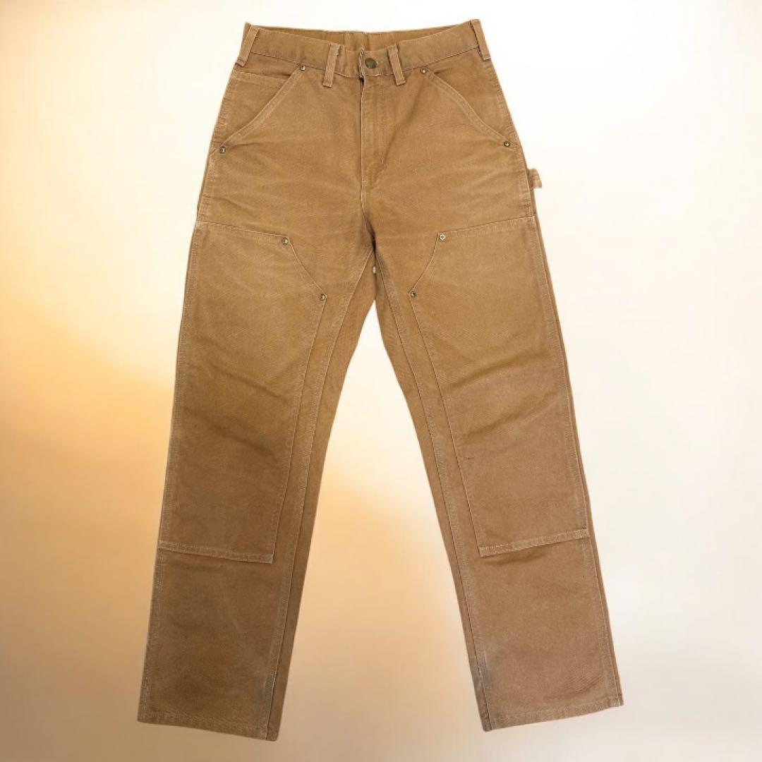 【USA製・W30】名作 カーハート B01 ダブルニー ダックパンツ ベージュ