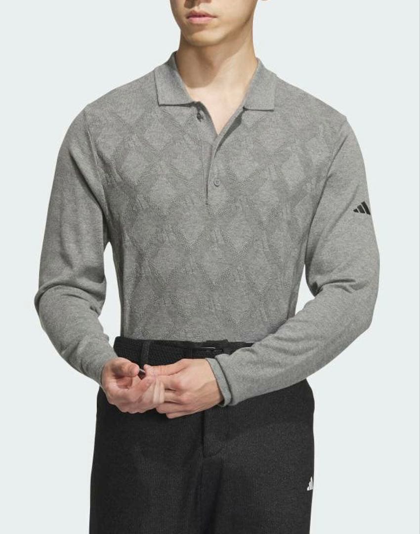 送料無料 新品 adidas GOLF アーガイル柄セーター ポロ XL GR