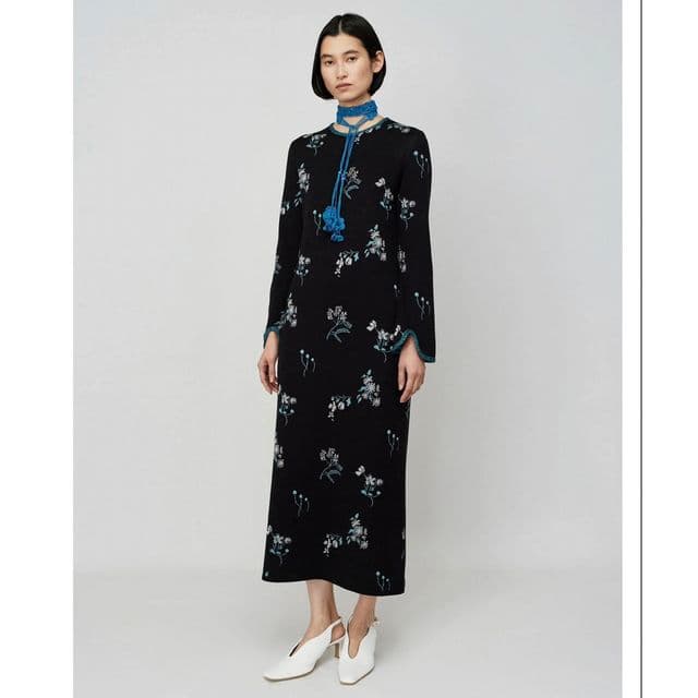 マメmame Floral Jacquard Knitted Dressサイズ2