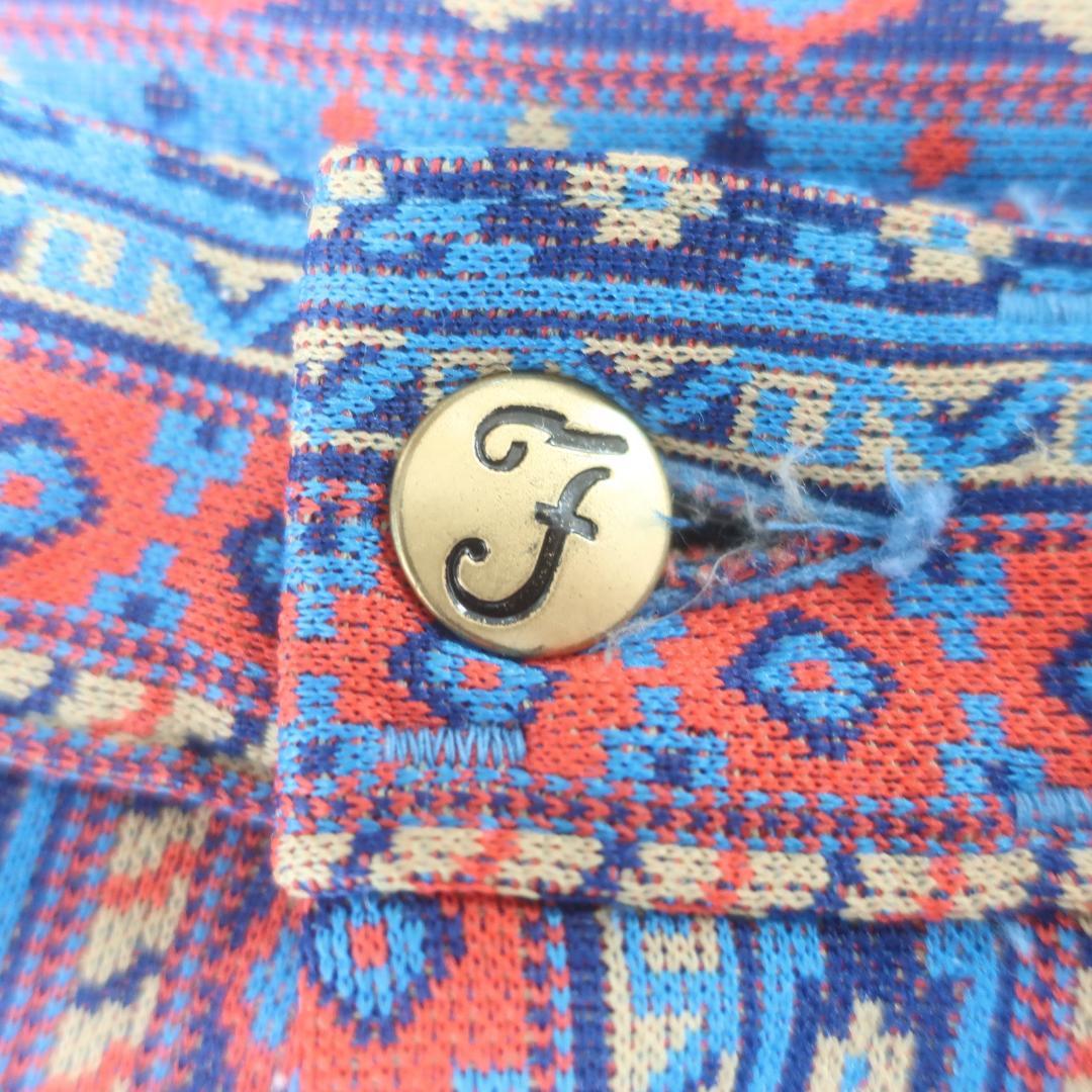 70s VINTAGE ネイティブ 総柄 ストライプ ブーツカットフレア パンツ