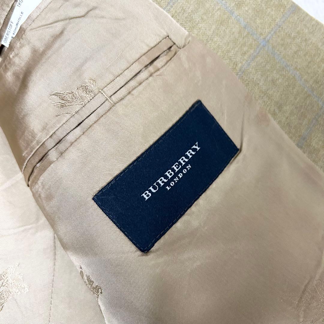 希少　バーバリーロンドン　テーラードジャケット　グレンチェック　イエロー　黄色