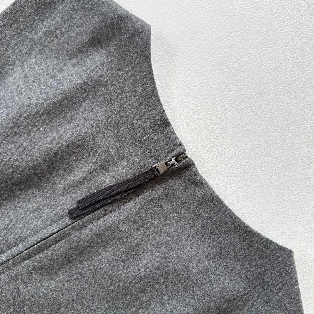 極美品✨フォクシー　裾レース　ウールワンピースドレス　グレー　40