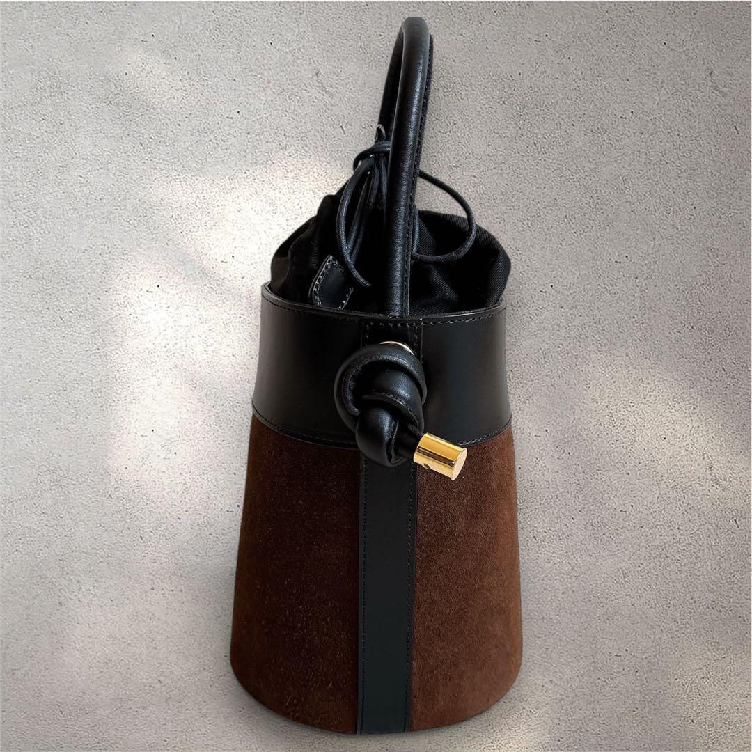 【美品】VIOLAd'ORO ヴィオラドーロ バケツバッグ トート巾着 スエード