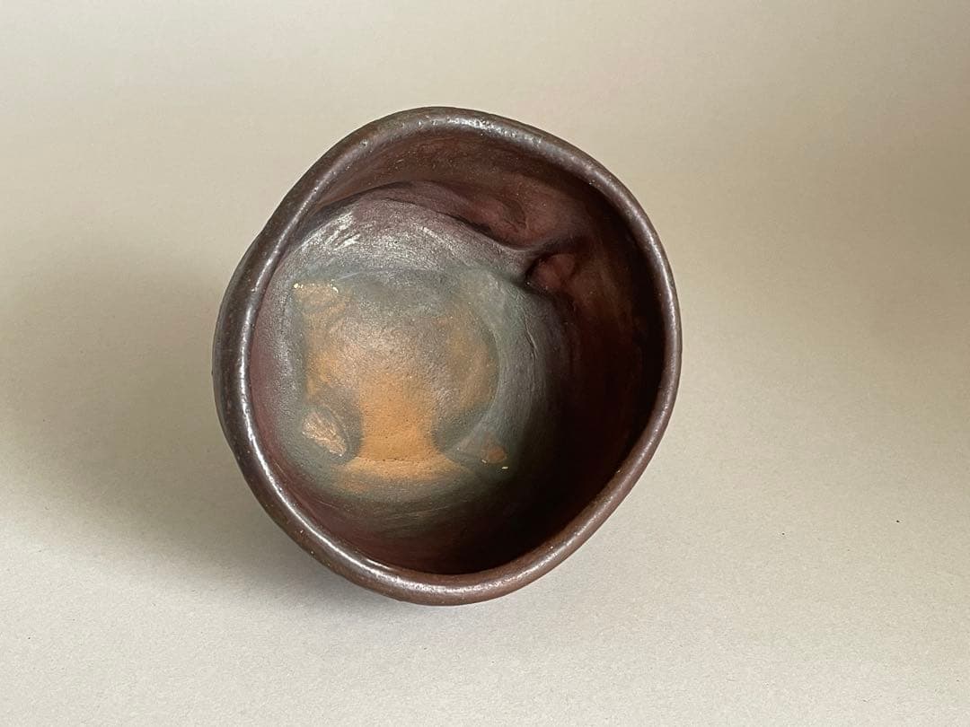 島武己(武巳) 茶碗 お碗 共箱付き やちむん 焼締め 茶道具　検索:國吉清尚