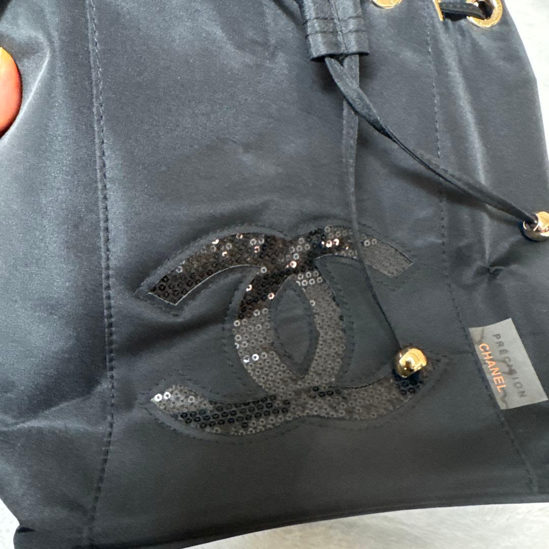 CHANEL ブラック ノベルティ　ショルダーバッグ　スパンコール
