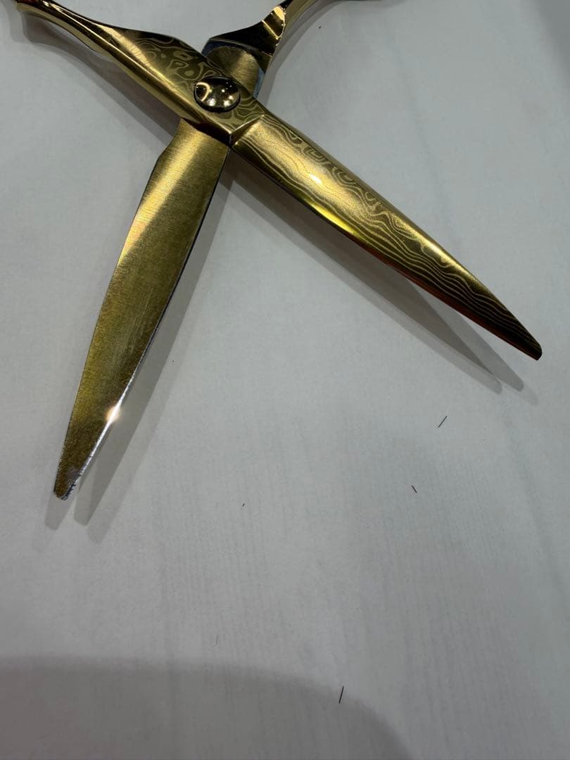 ヘブンスシザー ダマスカス鋼 ドライカットシザー ゴールドコーティング