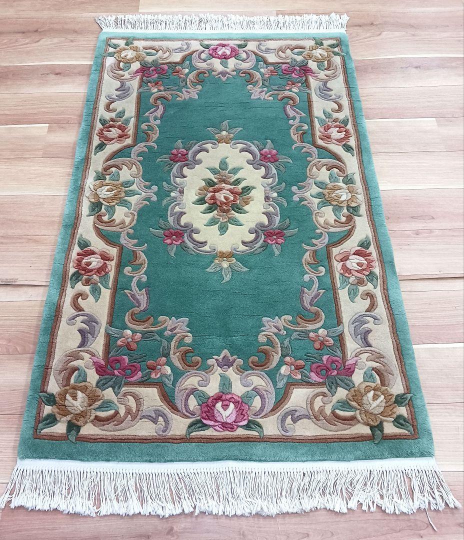 専用Y2690-3 高級中国段通 ウール100% ハンドカット 153×91㎝