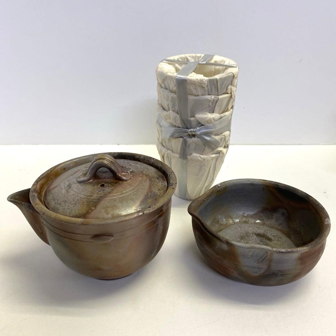 【未使用】備前焼 煎茶器 陶峰造 陶正園