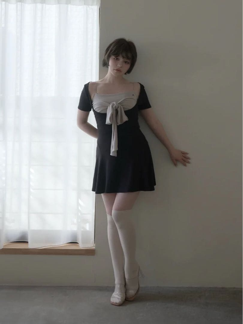 ワンピース andmary Lady like mini dress / black