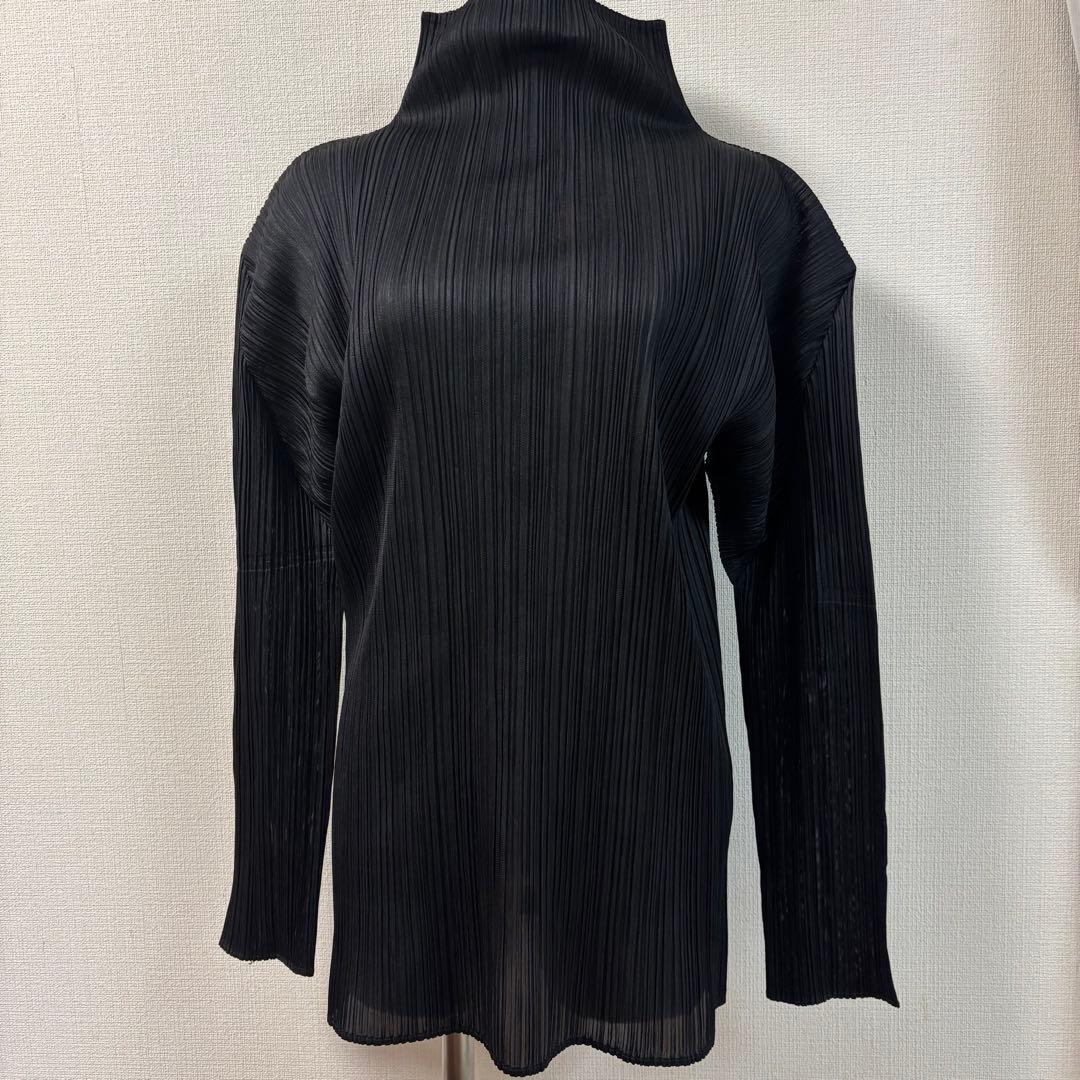 美品◇PLEATS PLEASE◇タートルネックトップス◇BLACK