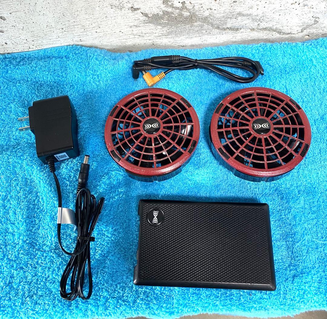 空調服　 18V対応 ファン2個・ケーブル1本・ケーブル1本・充電アダプター1個
