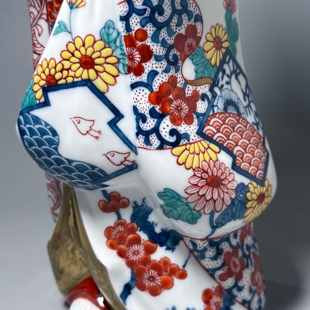 大五窯　色鍋島　古伊万里人形　高さ34cm　37cm　共箱　全手描き仕上げ