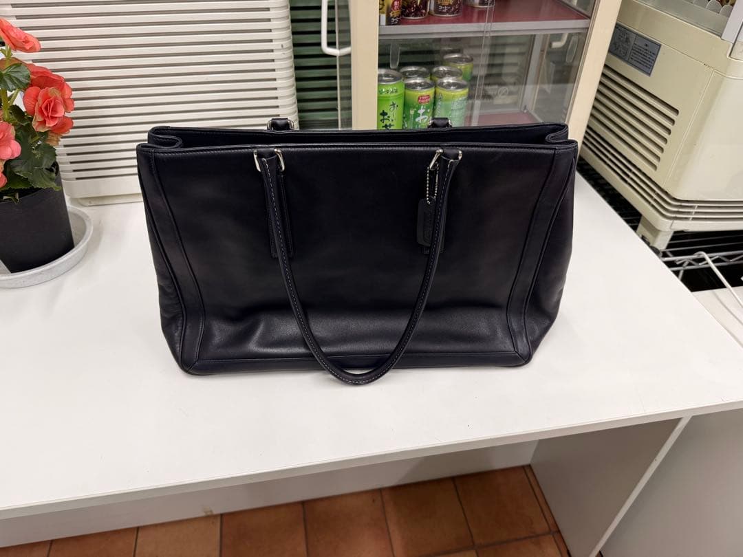 COACH ネイビー レザー トートバッグ ビジネス用