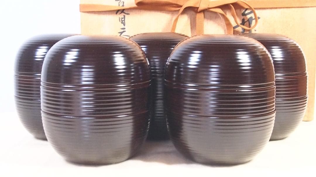 【未使用】信玄弁当 5客 夏目天平堂造 弁当箱 漆器/食器 行楽/行事/イベント