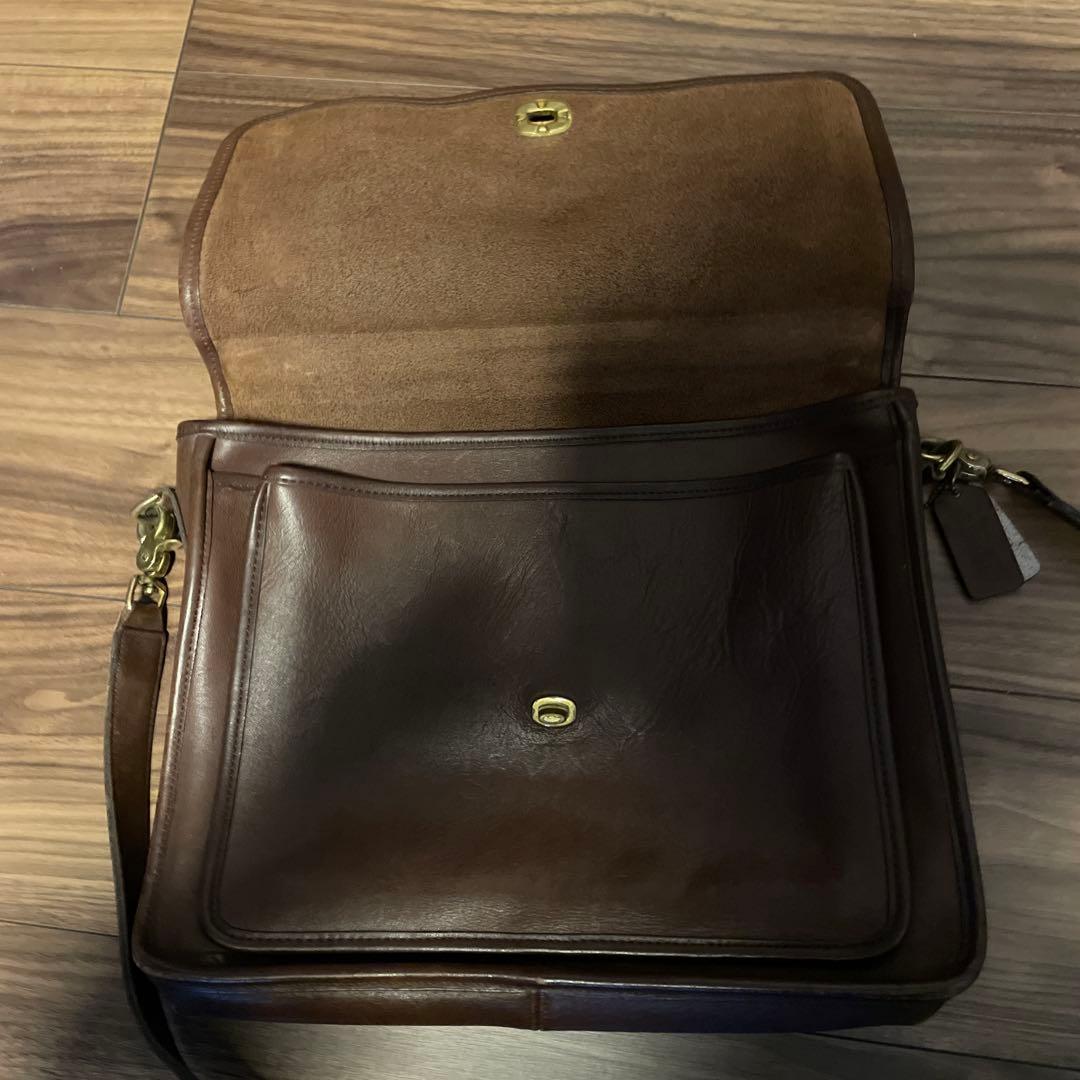 経年味出し　オールドコーチ　2wayハンドバック　レザー　ターンロック　ブラウン