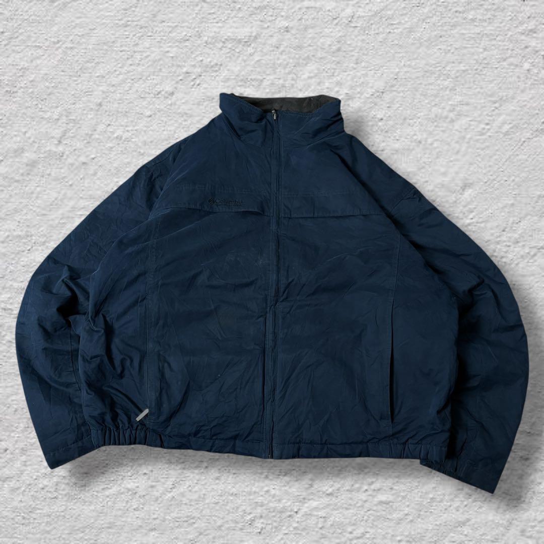 コロンビアウォームアップジャケット90s古着vintageシェルドシンチラ紺XL