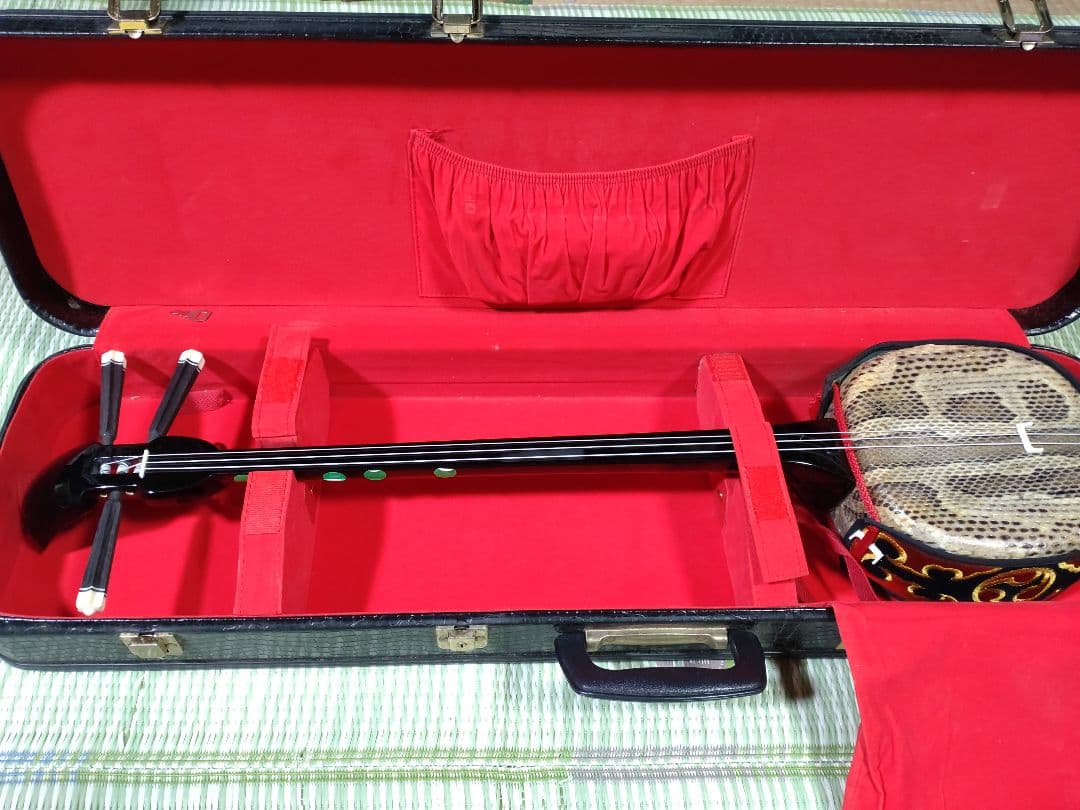 沖縄三線 本蛇皮 和楽器 ハードケース付き　おまけ本2冊