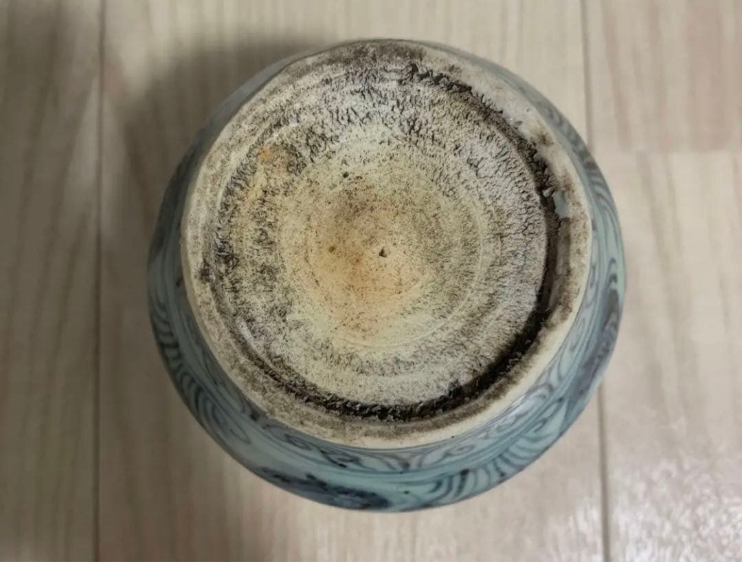 元染　染付　青花　小壺　茶入れ　元　明初