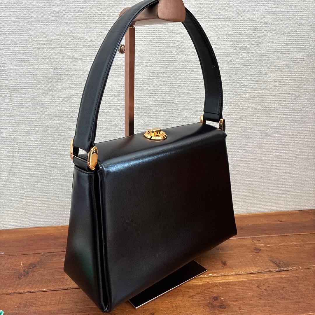 【美品】濱野皮革工藝 hamano 冠婚葬祭　フォーマルバッグ 黒　レザー