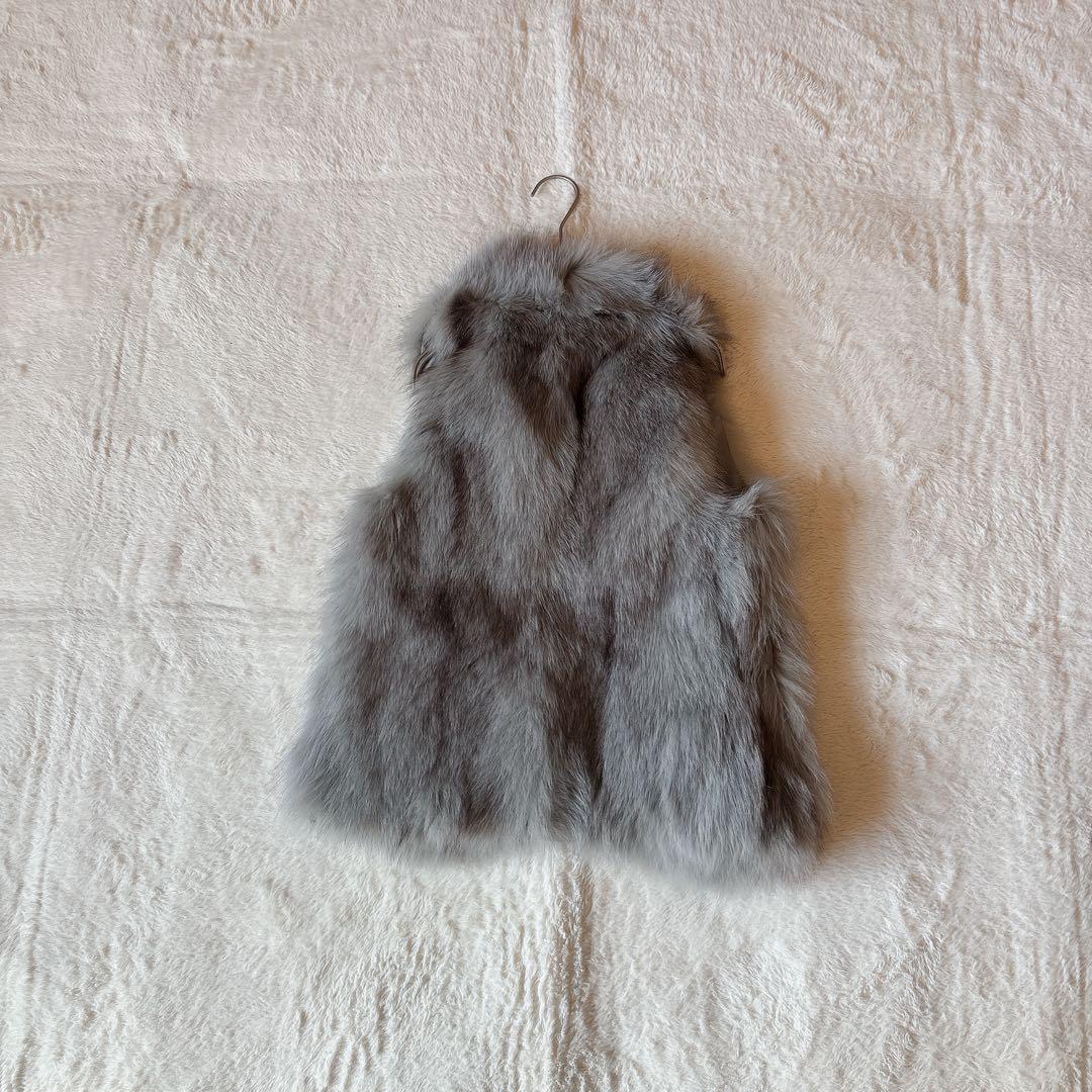 [超美品]SUGAR ROSE リアル フォクス ファー ベスト グレー
