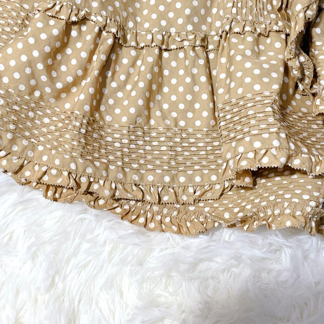 ピンクハウス フリルいっぱい　オーバーブラウス　ベージュ　ドット