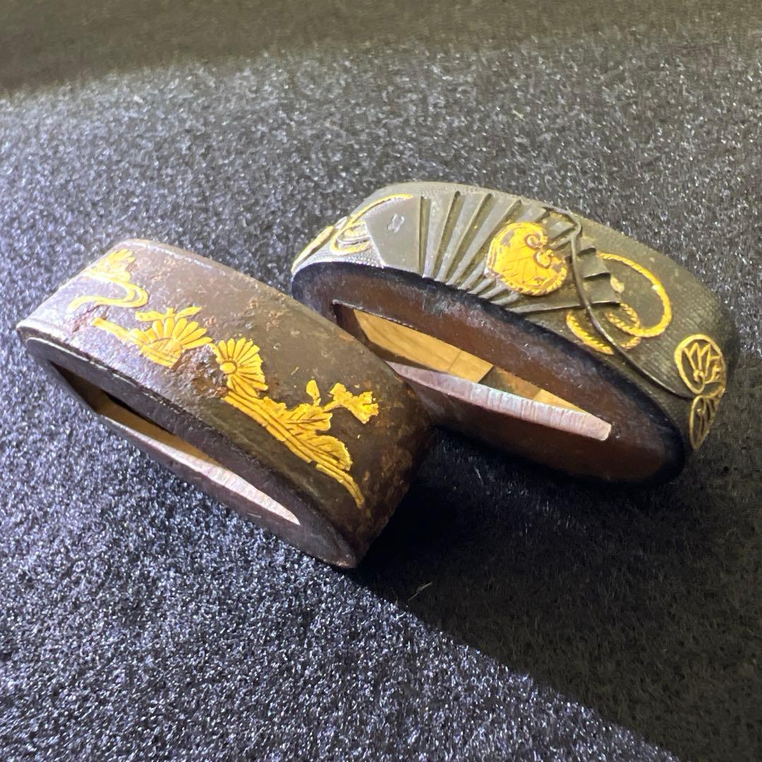 時代　金象嵌　刀装具8点　96g 東Y7-1226☆2Fトヒウ