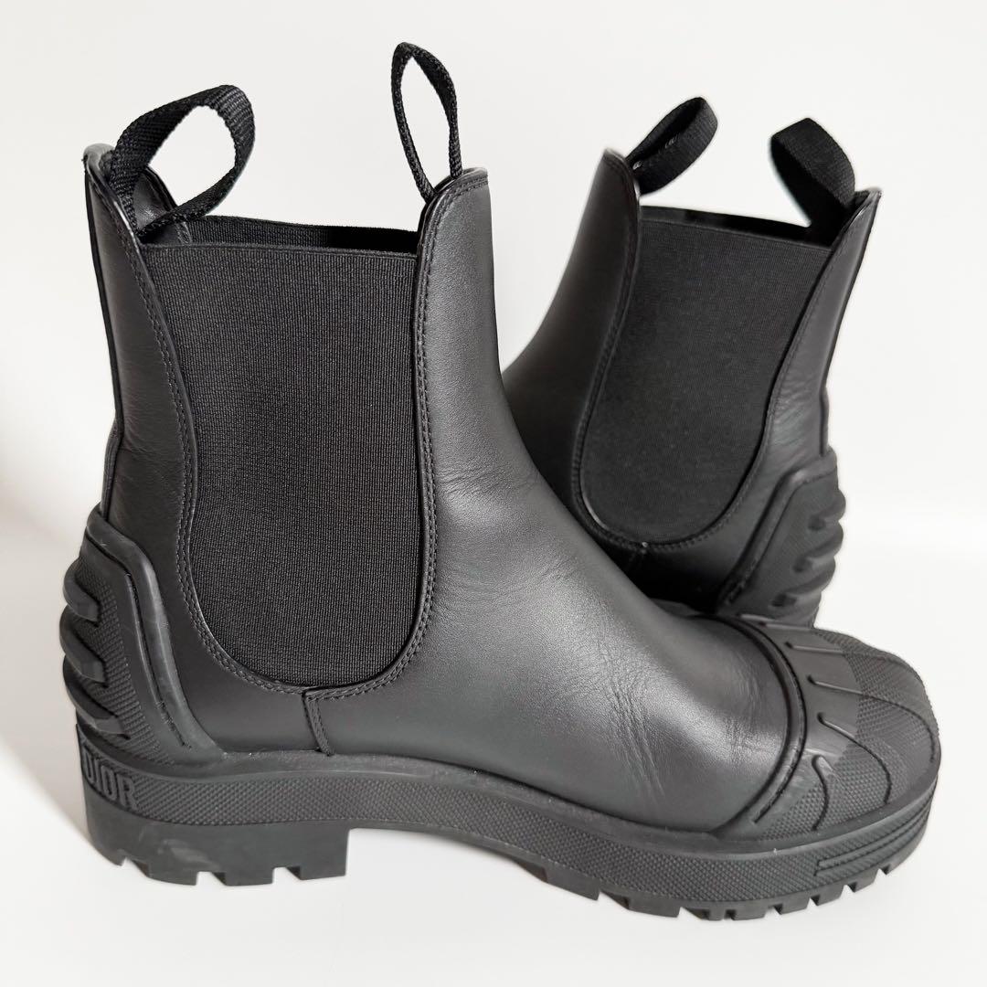 未使用級　ロゴ　厚底　DIOR チェルシーブーツ　サイドゴア　オールレザー