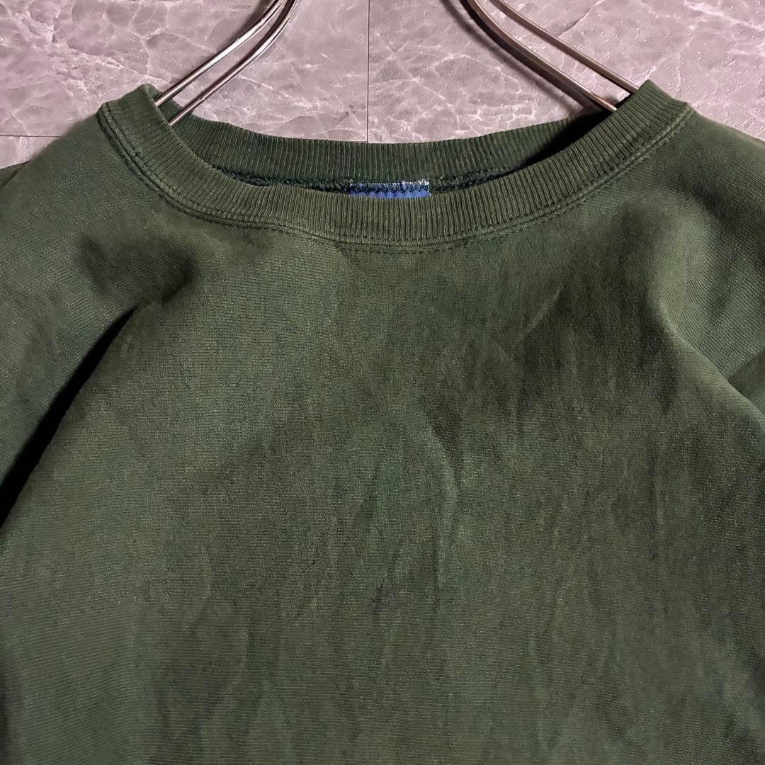 90sChampionリバースウィーブ無地スウェット フェードダークグリーンL