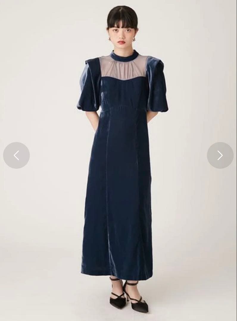 lilybrown シアーネックベロアドレス ネイビー