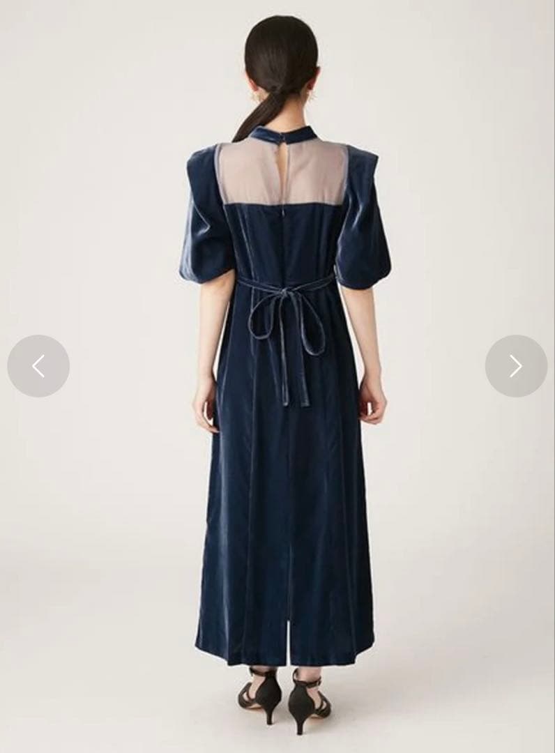 lilybrown シアーネックベロアドレス ネイビー