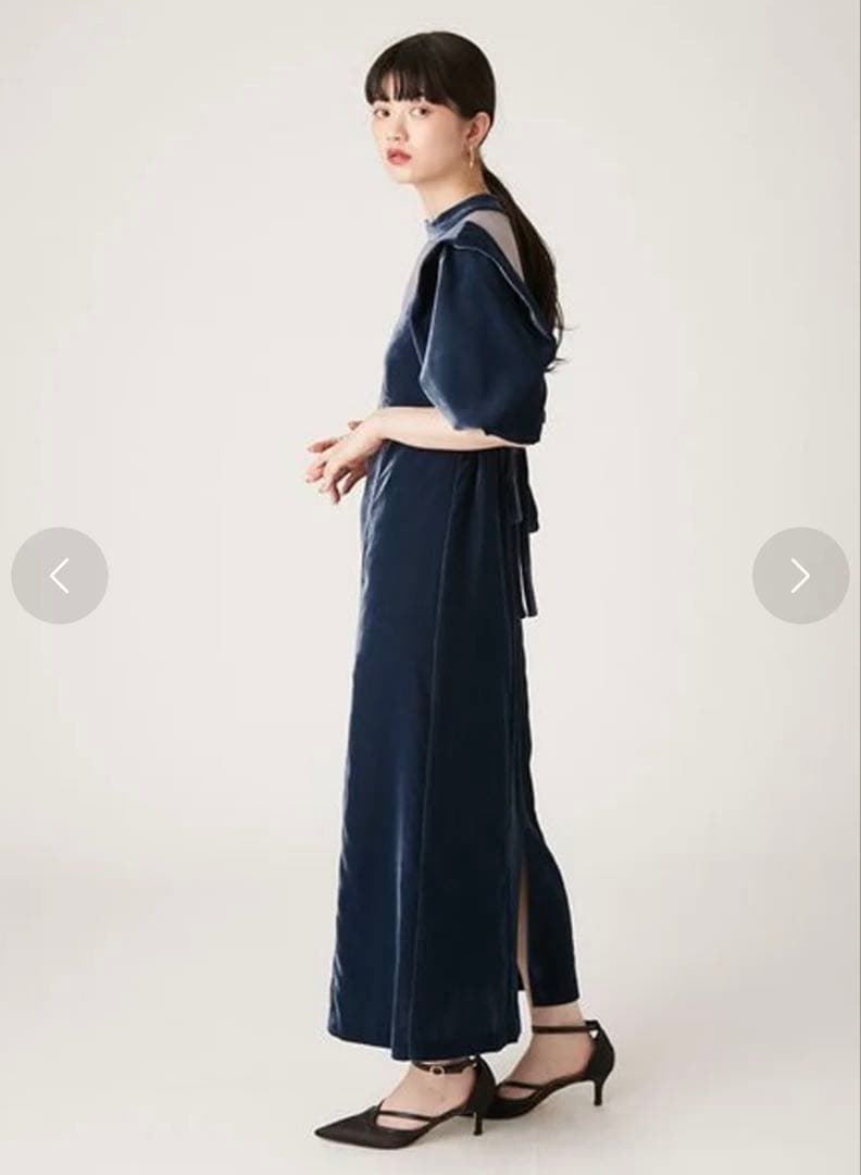 lilybrown シアーネックベロアドレス ネイビー